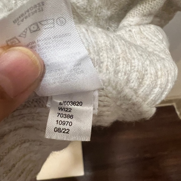 Loft Cream Lattice Cable Turtleneck Poncho size M/L - Picture 4 of 5